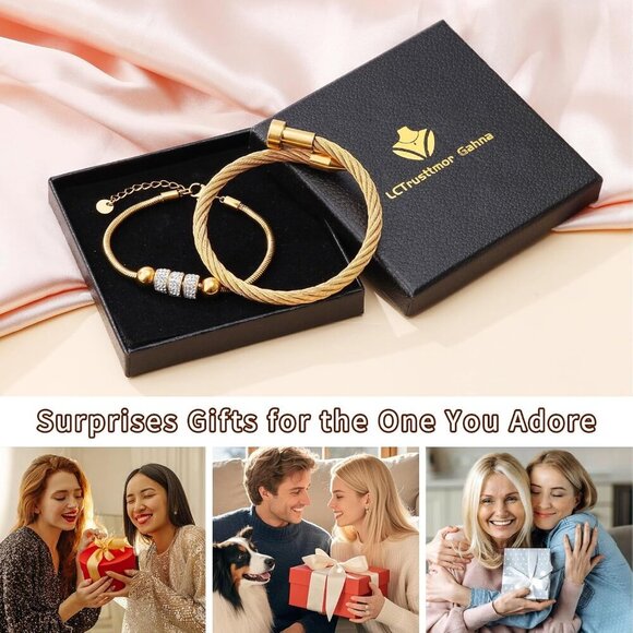 18K Gold Nail Bracelet Set, Adjustable Stackable Bangles for Women, Trendy Jewel - Picture 6 of 6